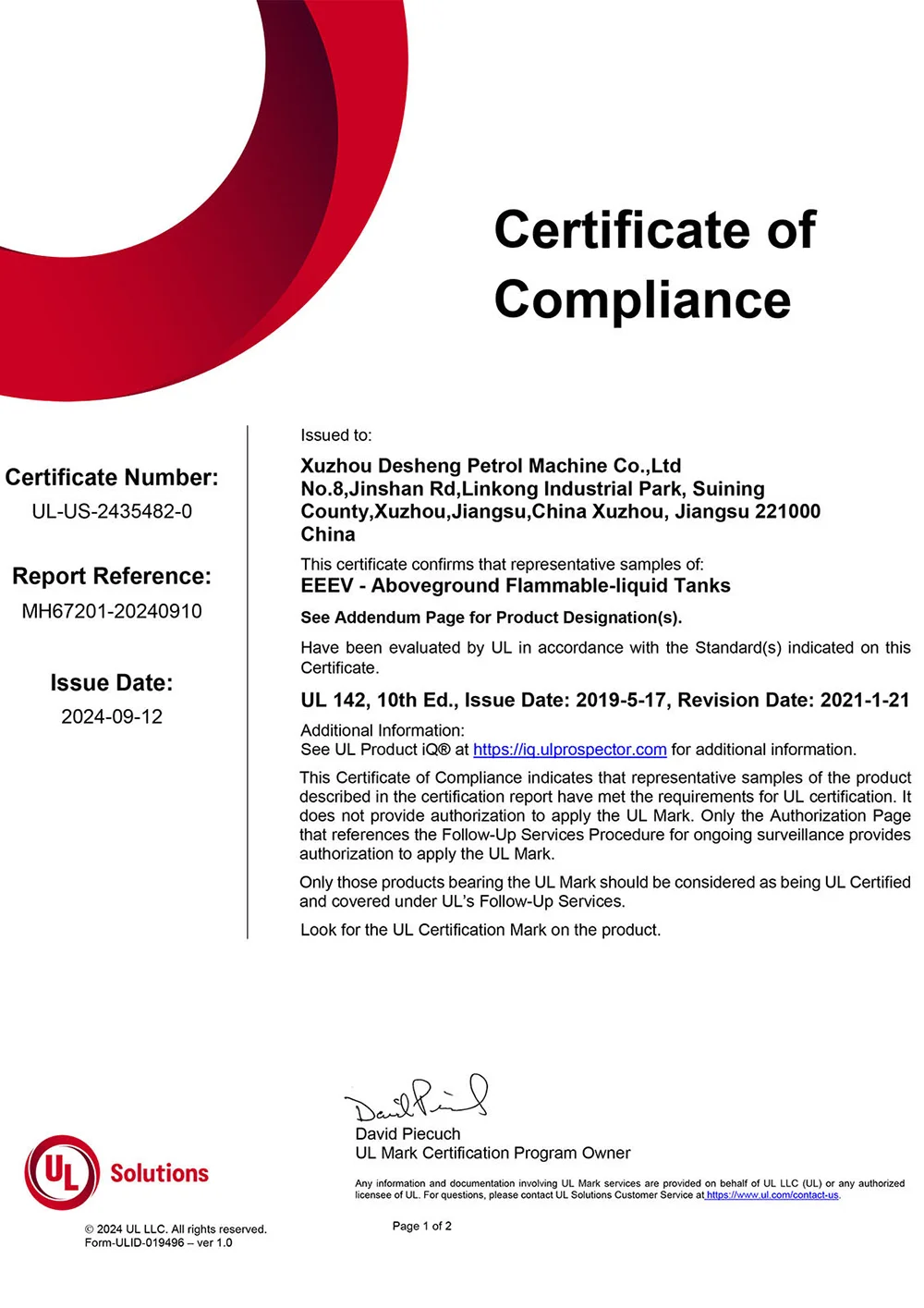 UL Certification 01